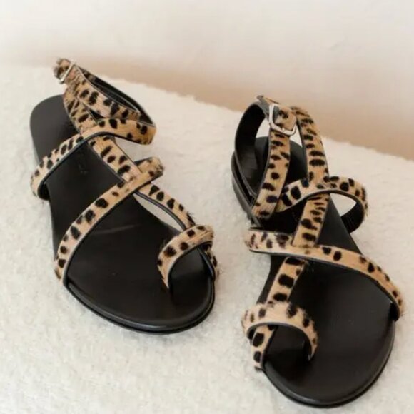 jenni kayne cheetah black pony hair strappy sandal size 41 womens 11 - Picture 1 of 3